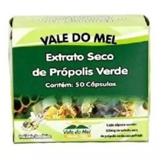 Extrato Seco de Própolis Verde, 50 cápsulas - Vale do Mel Extrato Seco de Própolis Verde, 50 cápsulas - Vale do Mel